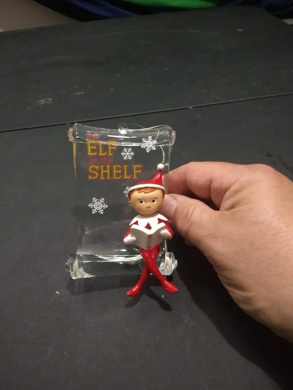 Elf on the Shelf Christmas Ornament Clear Scroll Snowflake Design Holiday Decor